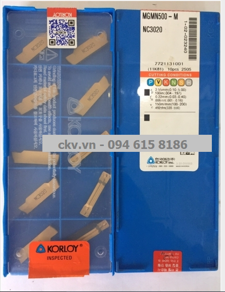 Chíp tiện cắt Korloy MGMN500-NC3020