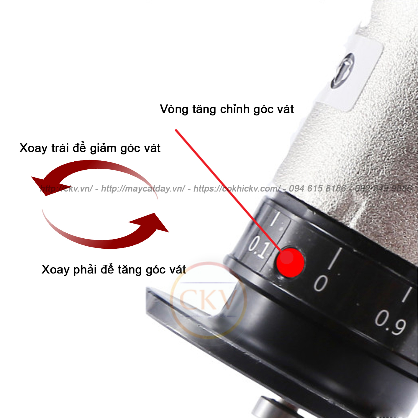 Cách tăng chỉnh góc vát cho máy vát cầm tay mini khí nén CKV-1607VM