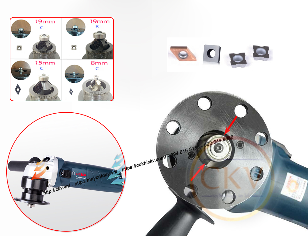 Đầu gắn chíp máy vát mép Bosch CKV-100 cao cấp 