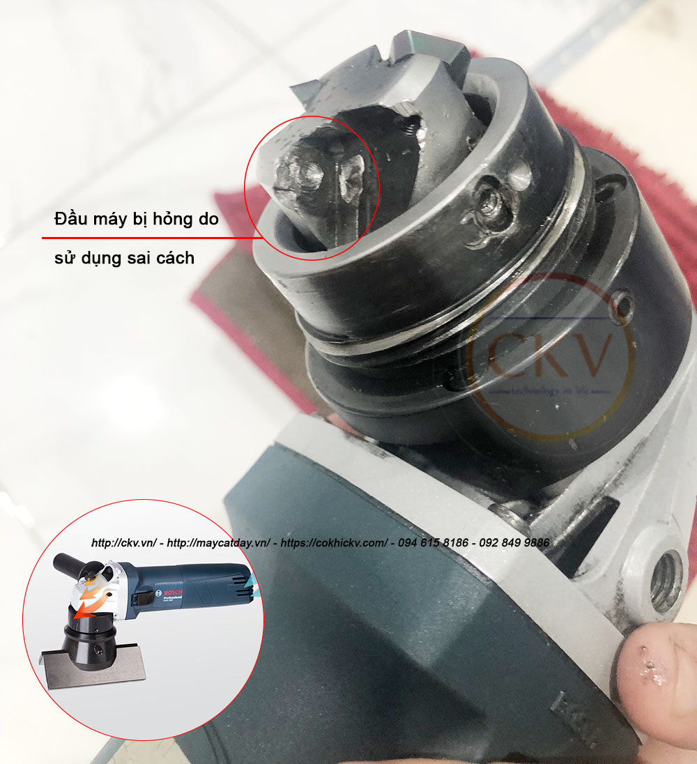 Đầu vát mép bị hỏng do sử dụng sai cách của máy vát Bosch CKV-120