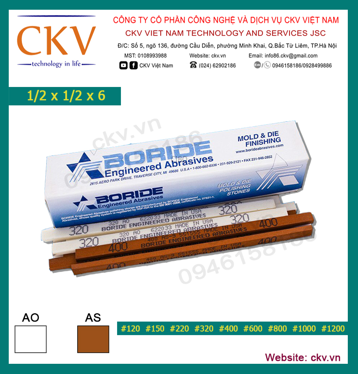 Đá mài dầu Boride 1/2 x 1/2 x 6