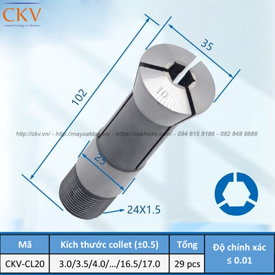 Collet gá kẹp loại lục giác CKV-CL20