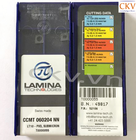 Chíp tiện Lamina CCMT060204 NN LT10