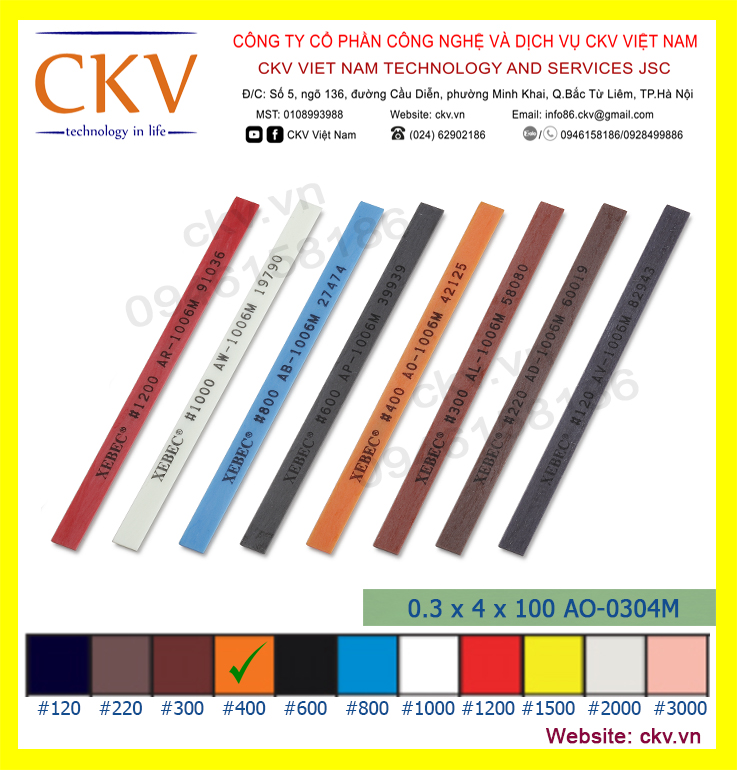 Đá mài Xebec 0.3 x 4 x 100 AO-0304M